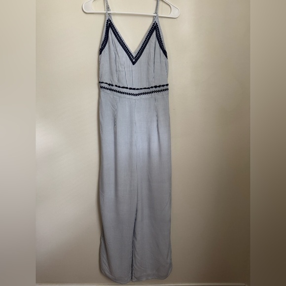 Japna Pants - Japna White and Blue Striped Jumpsuit